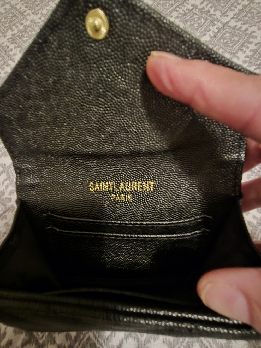 Saint Laurent Black YSL Monogram Quilted Leather Wallet - Picture 4 of 5